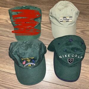 3 Vintage Golf Green Hats Bundle